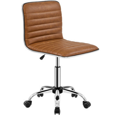 Yaheetech Pu Leather Armless Desk Chair For Home Office - Retro Brown - image 1