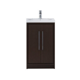 Royal Bathrooms Livora 500mm Walnut Woodgrain Cloakroom Floor Standing Vanity Unit 2 Door With Mid-Edge Basin - thumbnail 6
