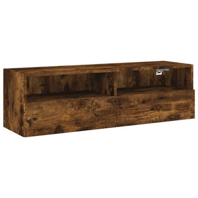 Berkfield Durable Tv Wall Cabinet Smoked Oak 100X30X30 Cm Engineered Wood - image 1