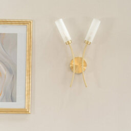 Valuelights Maya 2 Way Curved Brushed Gold Wall Light Fitting For Living Room Lounge Hallway - Led Bulbs Included - thumbnail 5