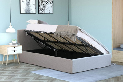 Home Treats Side Lift Ottoman Bed Double 4Ft6 Storage Bed Frame Grey - image 1