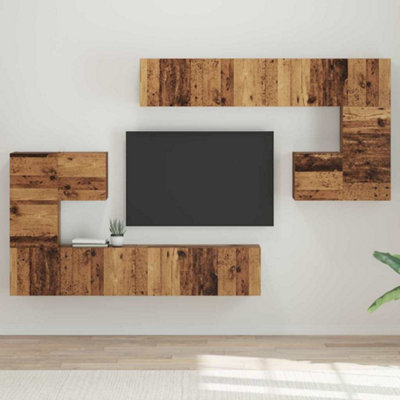 Berkfield Wall-Mounted Tv Cabinet 8 Pcs Old Wood Medium 30.5 X 30 X 30 Cm - image 1