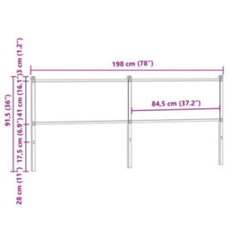 Berkfield Headboard Brown Oak 190 Cm Engineered Wood And Steel - thumbnail 7