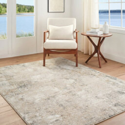Livabliss Nathan-Abstract Beige Grey Brown Modern Marble Fringe Living Dining Bedroom Rug 152 X 225 Cm Easy Care, Non Shedding - thumbnail 1