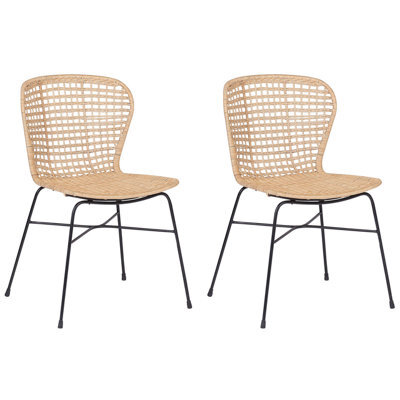 Beliani Set Of 2 Dining Chairs Elfros Rattan Natural - image 1