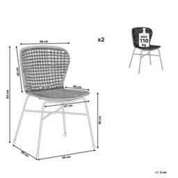 Beliani Set Of 2 Dining Chairs Elfros Rattan Natural - thumbnail 3