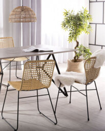 Beliani Set Of 2 Dining Chairs Elfros Rattan Natural - thumbnail 2