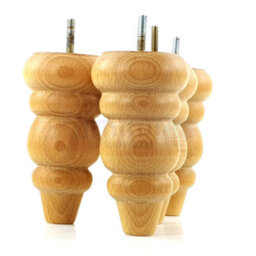 L&F Solid Wood Turned Furniture Feet 150mm High Oak Stain Finish Replacement Legs Set Of 4  M10 Pkc220 - thumbnail 3