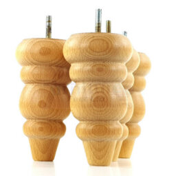 L&F Solid Wood Turned Furniture Feet 150mm High Oak Stain Finish Replacement Legs Set Of 4  M10 Pkc220 - thumbnail 6