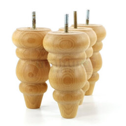 L&F Solid Wood Turned Furniture Feet 150mm High Oak Stain Finish Replacement Legs Set Of 4  M10 Pkc220 - thumbnail 7