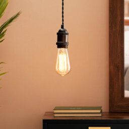 Litecraft Industrial Style Antique Bronze Braided Black Cable Ceiling Pendant - thumbnail 2