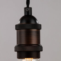 Litecraft Industrial Style Antique Bronze Braided Black Cable Ceiling Pendant - thumbnail 5