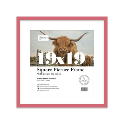 "19X19"" Pink Picture Frame - 19X19"" Square Frame With 17X17"" Mount For 19X19""/17X17"" Pictures Moderrn Style Thin Edge, 1 Pack" - image 1