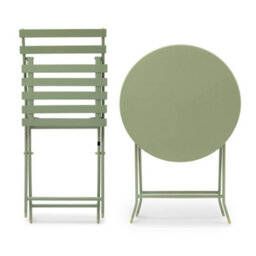 Vonhaus Folding Bistro Set For 2, Sage Green Garden Table & Chairs, Weather Resistant Steel Frame For Outdoors, Balcony And Patio - thumbnail 9