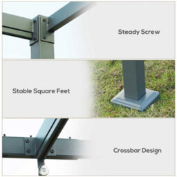 Outsunny 3 X 2M Metal Pergola Gazebo Patio Sun Shelter Retractable Canopy Grey - thumbnail 5