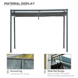 Outsunny 3 X 2M Metal Pergola Gazebo Patio Sun Shelter Retractable Canopy Grey - thumbnail 4
