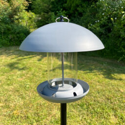 Selections Pole Mounted Metal Bird Seed Feeder Table With Dome Roof