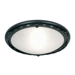 Elegant Black Flush Light With Twisted Iron And Opaque Glass Shade