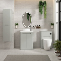Royal Bathrooms Venice 600mm Dove Grey Freestanding Bathroom Countertop Vanity Unit 2 Door With Round Basin - thumbnail 4