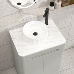 Royal Bathrooms Venice 600mm Dove Grey Freestanding Bathroom Countertop Vanity Unit 2 Door With Round Basin - thumbnail 6