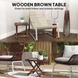 Outsunny Wooden Folding Garden Table, Folding Side Table, Carbonised Finish - thumbnail 4