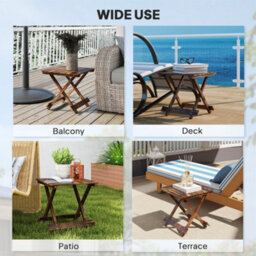 Outsunny Wooden Folding Garden Table, Folding Side Table, Carbonised Finish - thumbnail 7