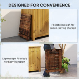 Outsunny Wooden Folding Garden Table, Folding Side Table, Carbonised Finish - thumbnail 5