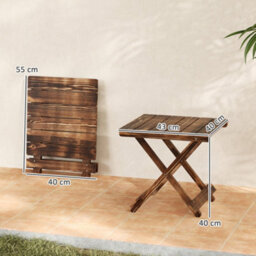 Outsunny Wooden Folding Garden Table, Folding Side Table, Carbonised Finish - thumbnail 3