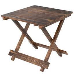 Outsunny Wooden Folding Garden Table, Folding Side Table, Carbonised Finish - thumbnail 2