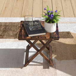 Outsunny Wooden Folding Garden Table, Folding Side Table, Carbonised Finish - thumbnail 8