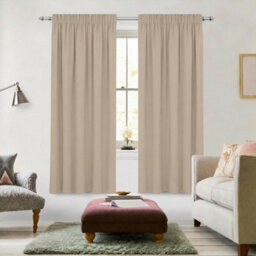 Aspire Homeware Cream Plain Blackout Curtain Room Darkening Pencil Pleat Curtain Pair (W)117Cm X (D)137Cm With Tie Back Pair - thumbnail 8