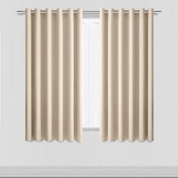 Aspire Homeware Cream Plain Blackout Curtain Room Darkening Pencil Pleat Curtain Pair (W)117Cm X (D)137Cm With Tie Back Pair - thumbnail 1