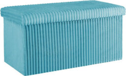 Storage Ottoman Padded Foldable Bench Chest With Lid Holds Up To 100 Kg For Bedroom Room Blue Corduroy 76Cm X 38 Cm X 38 Cm - thumbnail 2