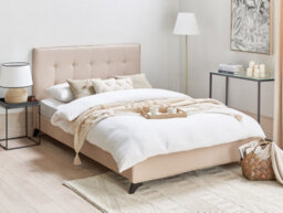 Beliani Bed Fabric Ambassador 140 X 200 Cm (Eu Double) Beige - thumbnail 2