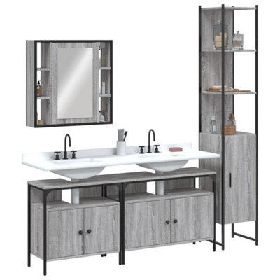 Berkfield 4 Piece Bathroom Cabinet Set Grey Sonoma Engineered Wood - image 1