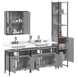 Berkfield 4 Piece Bathroom Cabinet Set Grey Sonoma Engineered Wood - thumbnail 4