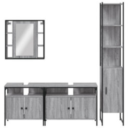 Berkfield 4 Piece Bathroom Cabinet Set Grey Sonoma Engineered Wood - thumbnail 6