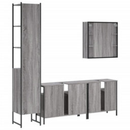 Berkfield 4 Piece Bathroom Cabinet Set Grey Sonoma Engineered Wood - thumbnail 8