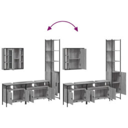 Berkfield 4 Piece Bathroom Cabinet Set Grey Sonoma Engineered Wood - thumbnail 9