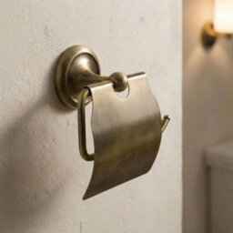 Bisk Toilet Paper Rack Wc Roll Holder Retro Bathroom Antique Brass Wall Mounted - thumbnail 3