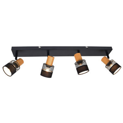 Luminosa Lighting Luminosa Coletta Ceiling Spotlight Bar Black, Wood, Fabric 4Xe14 - image 1