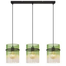 Luminosa Lighting Luminosa Gorley Bar Pendant Ceiling Light Matt Black Green Glass Shade 3X E27 - thumbnail 3
