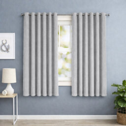 Oxford Homeware Eyelet Silver Linen Effect Curtains Fully Lined 100% Blackout Thermal Insulated Curtain Pair ((W)117Cmx(L)137Cm - thumbnail 7