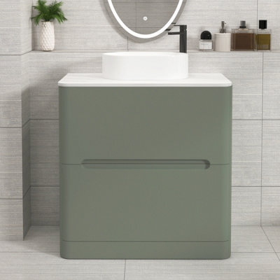 Royal Bathrooms Venice 800mm Sage Green Freestanding Bathroom Countertop Vanity Unit 2 Drawer With Peak Basin - image 1