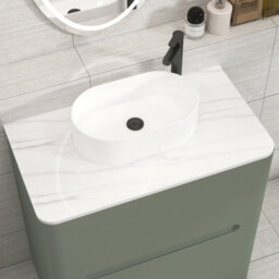 Royal Bathrooms Venice 800mm Sage Green Freestanding Bathroom Countertop Vanity Unit 2 Drawer With Peak Basin - thumbnail 6
