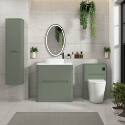 Royal Bathrooms Venice 800mm Sage Green Freestanding Bathroom Countertop Vanity Unit 2 Drawer With Peak Basin - thumbnail 4
