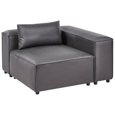 Beliani Corner Seat Brande Fabric Black Symmetrical - image 1