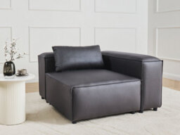 Beliani Corner Seat Brande Fabric Black Symmetrical - thumbnail 2