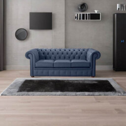 Chesterfield 3 Seater Shelly Majolica Blue Leather Sofa Bespoke In Classic Style - thumbnail 3