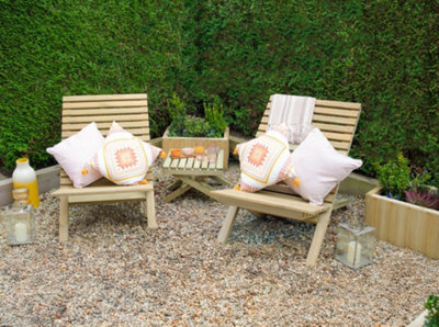 Forest Garden Wooden Garden Slatted Chair And Table Set - Garden Furniture - image 1